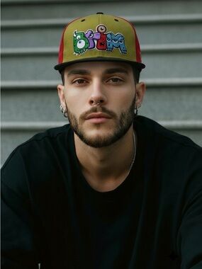 Brim Monsters Sully Olive & Red Embroidered fitted Hat